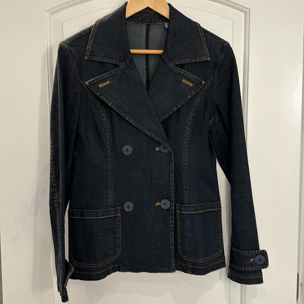 Double Breasted Denim Jean Jacket